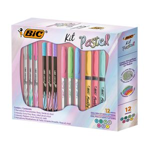 Kit Canetas em Tom Pastel BIC 12 Itens